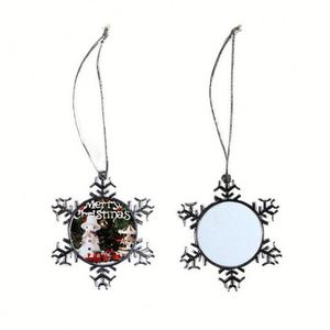 Wholesale Luxury Sublimation Blank Zinc Alloy Christmas Ornaments Snowflake Shape Silver 65x65mm - Product Image 4