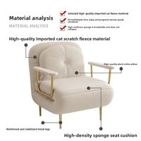 Sofá Cama Plegable Individual/Doble para Apartamentos Pequeños, Diseño Moderno Minimalista Color Crema, Inspirado en Nubes, Estructura de Madera, Relleno de Esponja y Látex