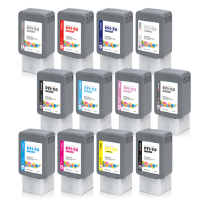 Cartucho <span class=keywords><strong>de</strong></span> <span class=keywords><strong>Tinta</strong></span> Compatible Xcellent <span class=keywords><strong>de</strong></span> 80 ml y 12 Colores PFI-50 PFI50 con <span class=keywords><strong>Tinta</strong></span> Pigmentada y Chip para Impresoras <span class=keywords><strong>Canon</strong></span> ImagePROGRFA Pro500 - Product Image 1