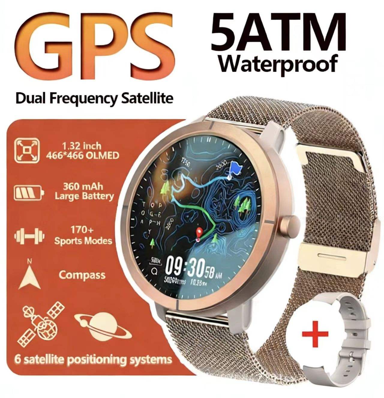 สายนาฬิกาข้อมือแบบตาข่ายสีทอง