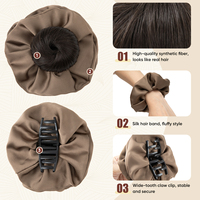 Moño de pelo al por mayor con pinza elegante y gomas para el pelo, postizo sintético elegante para moño, donut, chignon o cola de caballo