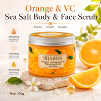 Exfoliante Corporal de Sal Marina 350g con Vitamina C y Naranja para Codos, Rodillas y Pies Ásperos y Exfoliación Pre-Ducha
