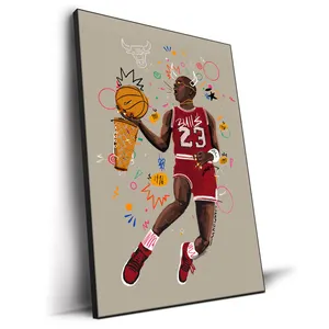 Pop Art Sports Star Portrait Colorful Luxury Canvas Infinity Frame Caja de luz LED Impresión HD Reemplazo extraíble Arte de pared