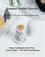 Porte-cure-dents moderne en marbre blanc naturel, fait main, écologique, durable, avec couvercle anti-poussière, distributeur, pierre orientale, pour table de cuisine