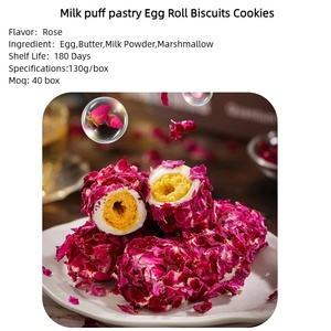 Tradizionale cinese pasticceria artigianale rotolo di uova <span class=keywords><strong>biscotti</strong></span> con sapore di rosa naturale involtini croccanti di latte profumati - Product Image 5