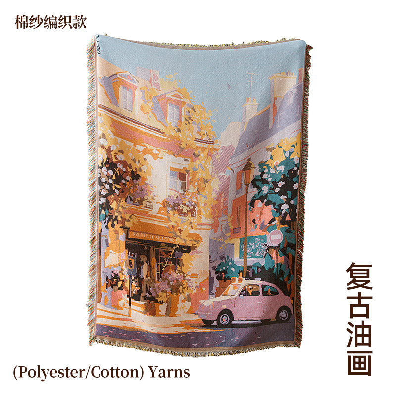 Tapis de pique-nique peinture à l'huile vintage-180-130cm
