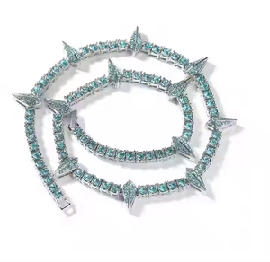 Cadena Cubana de Lujo Estilo Miami, Completamente Engastada con Diamantes, Probador de Diamantes, Moissanita, Collares de Moda Hiphop Plateados para Hombre - Product Image 3