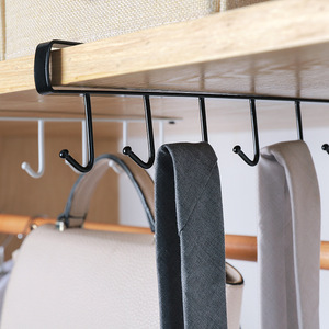 Iron Cabinet Hanging Rack With Multiple Hooks Black And White Wall Mounted Storage Organizer For Kitchen Utensils - Product Image 2