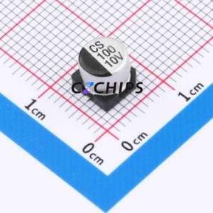 Condensateur électrolytique en aluminium SMD CS1A101M-CRE54, SMD, D6.3xL5.4mm 100uF 20% 10V 6.3mm - Product Image 1