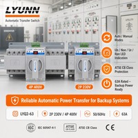 Disjoncteurs à commutation automatique/manuelle 2P 3P 4P 63A, interrupteur de transfert automatique double alimentation AC230V 50/60Hz MCB avec communication RS485