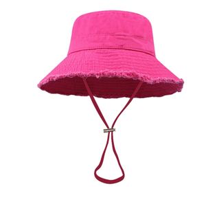 Pink Striped Fisherman Sunshade Bucket <b>Hat</b> Large Eaves Furred Edge 100% Cotton Canvas Water Washable <b>Summer</b> Beach Sports Travel - Product Image 1