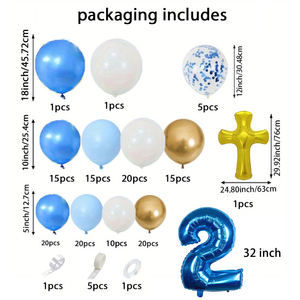 Bleu blanc or ballons anniversaire bébé garçon pleine lune dieu bénisse fête décoration ballon <span class=keywords><strong>ensemble</strong></span> pour bébé douche baptême fête - Product Image 6