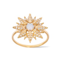 Milskye bijoux de luxe 925 argent or opale pierre haute bague de cocktail polie