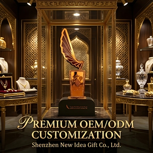 Trofeo Metálico Personalizado, Chapado en Oro, con Forma de Ala y Esmalte Rojo, Grabable, para Premios Empresariales y Recuerdos de Excelencia Corporativa - Product Image 2