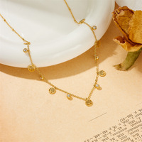 Collier porte-bonheur en acier inoxydable plaqué or avec cristal, étoile, fleur, cœur, arbre de vie, chaîne, cadeau pour femme, bijoux