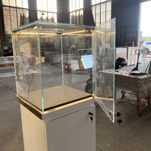 Hong Zhan <span class=keywords><strong>Artworld</strong></span>, vitrina de joyería LED de gama alta, Marco Chapado en titanio de acero inoxidable, tienda minorista duradera ecológica - Product Image 4