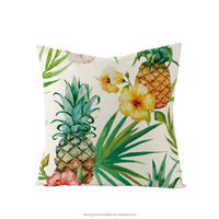 Housse de coussin carrée housse de coussin Ins plante tropicale feuille verte taie d'oreiller imprimée en lin pour salon chambre à coucher, 18x18 pouces