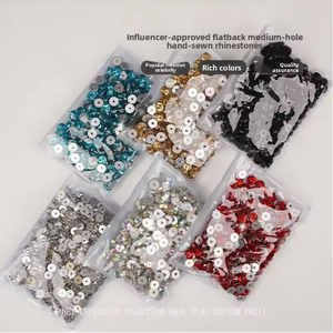 YanTuo DIY Strass en verre colorés à fond plat et trou central, bouton à sertir pour robe de mariée, accessoires à trou unique - Product Image 3
