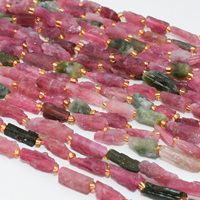 Perles brutes de tourmaline pastèque naturelle, taille brute 3x9mm-6x18mm