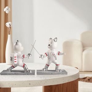 Space Bear Figurine Astronaut Fencing Resin Modern Cute Home Decor <b>Study</b> <b>Desk</b> Decoration Birthday Gift - Product Image 2