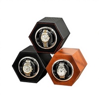 Remontoir de montre de luxe hexagonal en cuir PU avec lunette électroplaquée, série connectable 6 couleurs, boîtier pour marques professionnelles en ligne