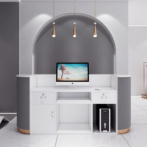 Comptoir de réception de <span class=keywords><strong>salon</strong></span> de beauté moderne, table de réception de spa de luxe incurvée, best-seller en Italie, tailles personnalisées - Product Image 5