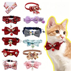 Christmas <strong>Pet</strong> Plaid Red Cute Christmas Cat Collar with Bell Bowtie Adjustable Breakaway Collar for <strong>Pet</strong> Holiday Photoshoot <strong>Gift</strong> - Product Image 1