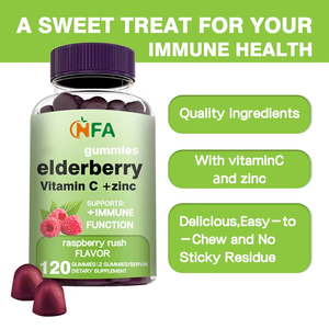 Suplemento dietético de buena calidad 3 en 1, soporte inmunológico diario, gomitas de bayas de saúco, gomitas con sabor a frambuesa, diseñadas para adultos - Product Image 6