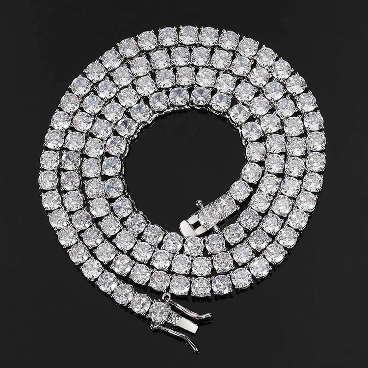 G1463 Hot Sale Zircon Tennis Chain 1 Row Necklaces Hip Hop Bling