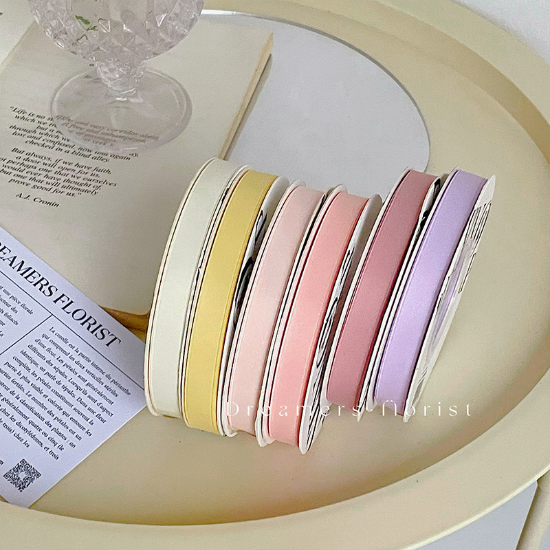 1CM Double-Sided High-End Satin Ribbon Eco-Friendly Matte Milk Silk Floral Bouquet Bow for Gift Flower Packaging Gift Wrapping