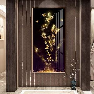 Lukisan dekorasi rumah beranda kupu-kupu warna emas gambar gantung koridor kualitas tinggi lukisan kristal dinding latar belakang ruang tamu - Product Image 3