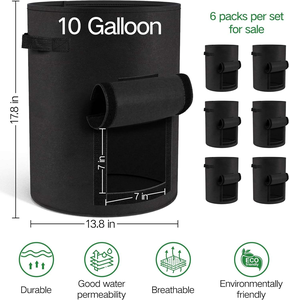Bolsas de Cultivo de Patatas Transpirables Negras Duraderas de 10 Galones con Asas Reforzadas, Contenedores de Jardín de Tela No Tejida Ecológica - Product Image 2