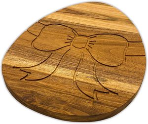 Egg Shaped Wood Cutting Board Dishwasher Safe 1.5cm Thick Serving Platter <b>Kitchenware</b> for Easter Holiday Decoration - Product Image 2