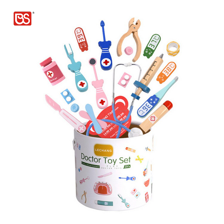 Набор медицинских инструментов BS, комплект из 16 деревянных игрушек для врачей, детская игрушка