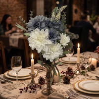 Bouquet de fleurs artificielles, arrangement de dahlias et d'eucalyptus artificiels, décoration d'intérieur, centre de table de mariage, décoration florale