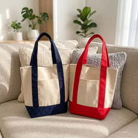 Mini sac fourre-tout en toile avec logo brodé personnalisé, réutilisable, color block, petit sac fourre-tout, sacs de shopping mini en toile pastel de créateur