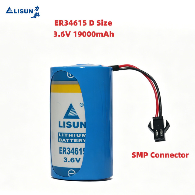 3.6V ER34615 D Size 19Ah Primary Battery with SMP Connector for Wireless Sensor Remote Control