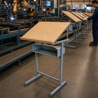Table à dessin de qualité professionnelle avec plateau en MDF de classe E1 et axe inclinable de précision pour l'architecture, la conception et les projets scolaires d'art