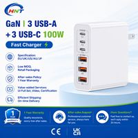 Vente d'usine HNT - Chargeur mural rapide 100W GaN PD 3.0 3A3C avec ports USB multiples et Type-C - Prises personnalisées EU/UK/US/AU/JP pour tablette