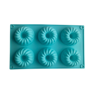 Molde de silicona Savarin de 6 agujeros, molde para pasteles 3D para decoración de cumpleaños <span class=keywords><strong>y</strong></span> herramientas para hornear - Product Image 4