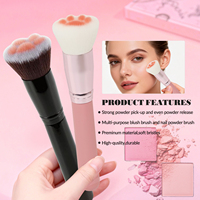 Pinceau de maquillage professionnel en bois rose, motif patte de chat noire, personnalisable avec logo, luxe, végétalien, pour poudre libre, pour femme - Meilleures ventes