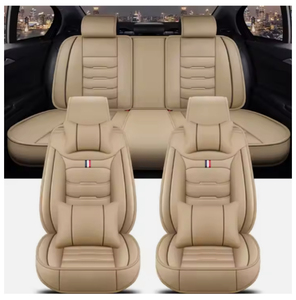 Housses De Siège Auto Premium - Simili Cuir Noir/Beige - Pour Tout Véhicule - Neuf Sous Emballage