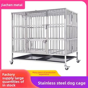Cage <span class=keywords><strong>pour</strong></span> <span class=keywords><strong>chien</strong></span> de grande taille <span class=keywords><strong>en</strong></span> acier inoxydable, robuste, avec tube carré, bac à litière, design à 2 compartiments <span class=keywords><strong>pour</strong></span> Golden Retriever et grands chiens - Product Image 5