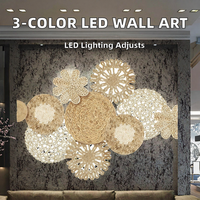 Décoration murale LED 3 couleurs réglable en PVC, plantes vertes simulées, sculpture artistique 3D, statue de lapin, télécommande pour Diwali, mariage, anniversaire