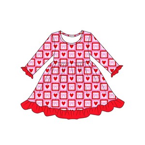 Robe trapèze mi-longue respirante en polyester/coton pour filles, imprimé personnalisé Cœur de la Saint-Valentin, Noeud, Père Noël, pour l'été - Product Image 4