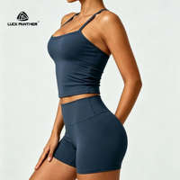 Conjunto de yoga y pilates Luckpanther de 2 piezas para mujer, transpirable, de alta elasticidad, con espalda cruzada y pantalones cortos de cintura alta.