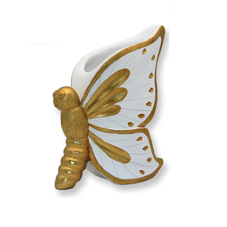 Nordic modern art style home decoration butterfly golden polyresin vase