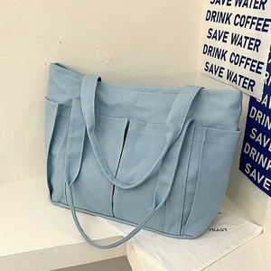 Sac fourre-tout en toile pour femmes sac à main multi-poches sacs à bandoulière avec fermeture éclair sac à bandoulière de mode - Product Image 3