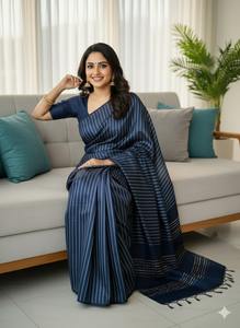 Sari en soie Katan multicolore luxueux pour femmes, offrant une élégance raffinée et un style classique, adapté à l'Inde - Product Image 5