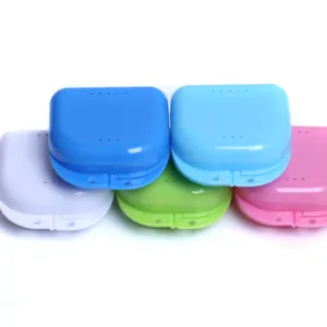 Caixa retentora ortodôntica de várias cores, caixa de plástico para dentes falsos, retentor